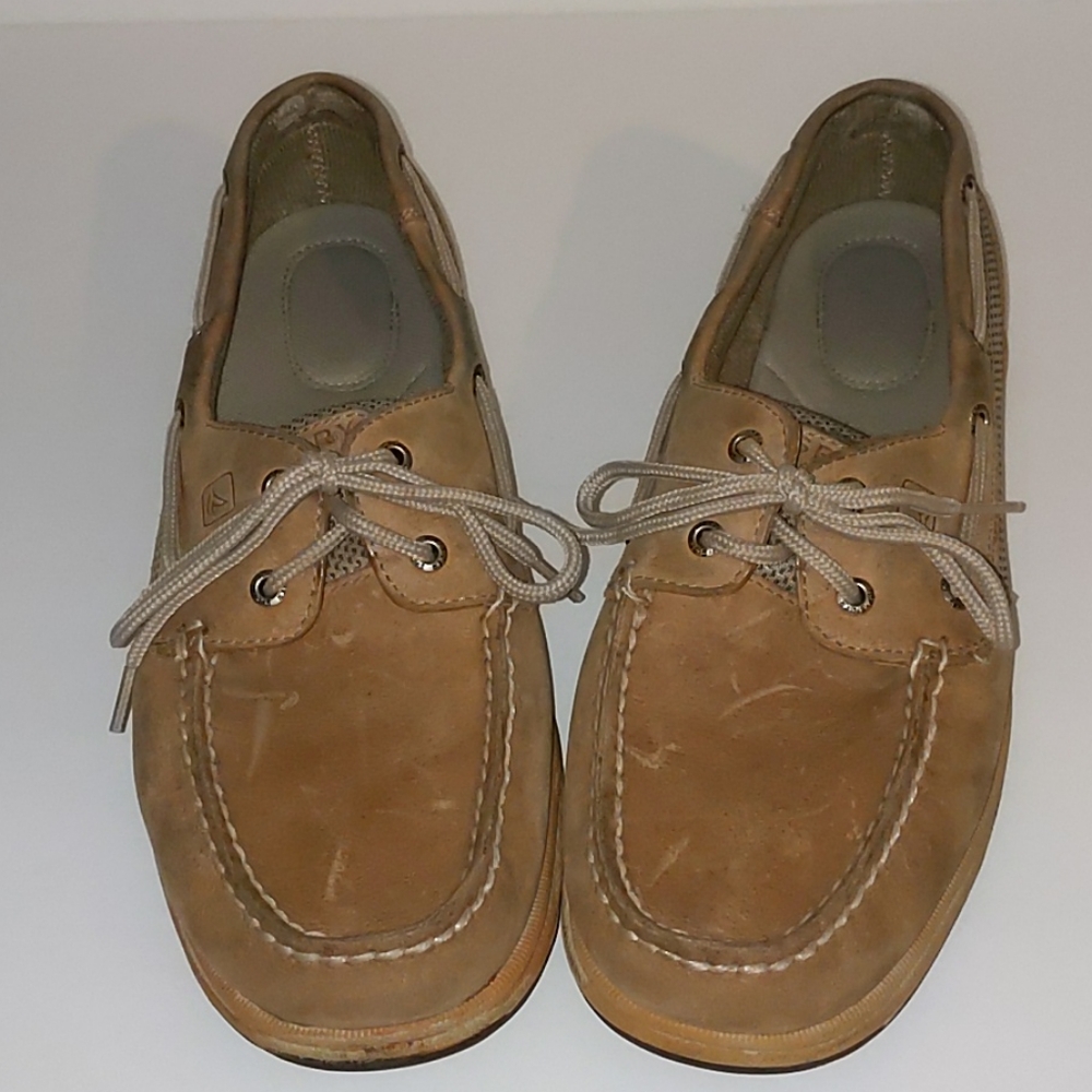 Ladies Leather Sperry Topsiders Tan Size 10M